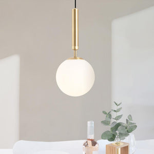 LightFixturesia-Mid-century 1-light Glass Globe Pendant Light-Pendant Light-Brass-