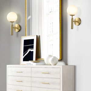 LightFixturesia-Mid-century 1-light Globe Wall Sconce-Wall Sconce-Brass-