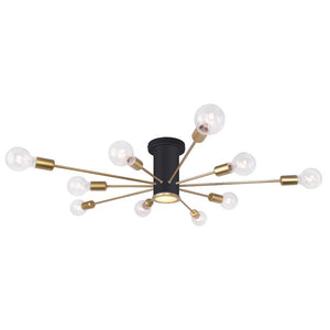 LightFixturesia-Mid-century Flush Mount Sputnik Ceiling Light-Semi Flush Light-Black-