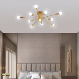 LightFixturesia-Mid-century Flush Mount Sputnik Ceiling Light-Semi Flush Light-Gold-