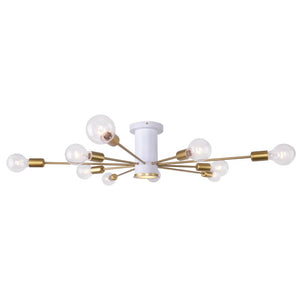 LightFixturesia-Mid-century Flush Mount Sputnik Ceiling Light-Semi Flush Light-Gold-