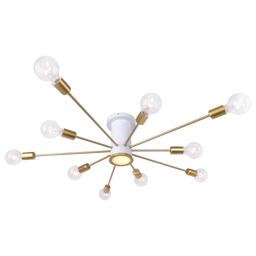 LightFixturesia-Mid-century Flush Mount Sputnik Ceiling Light-Semi Flush Light-Gold-