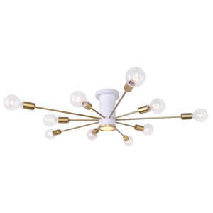 LightFixturesia-Mid-century Flush Mount Sputnik Ceiling Light-Semi Flush Light-White-
