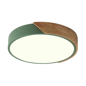 LightFixturesia-Minimalist LED Flush Mount Drum Light-Flush Mount Light-Green-Natural White