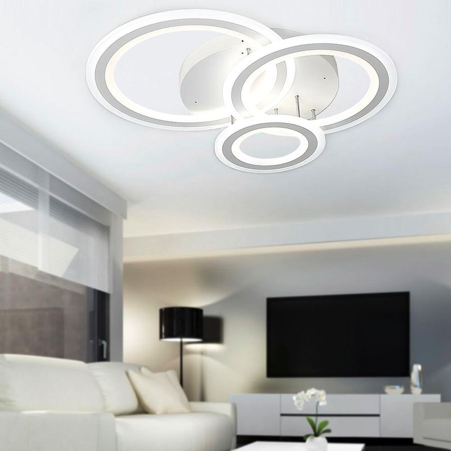 LightFixturesia-Modern 3-ring Semi Flush LED Circle Light-Semi Flush Light-Warm White-