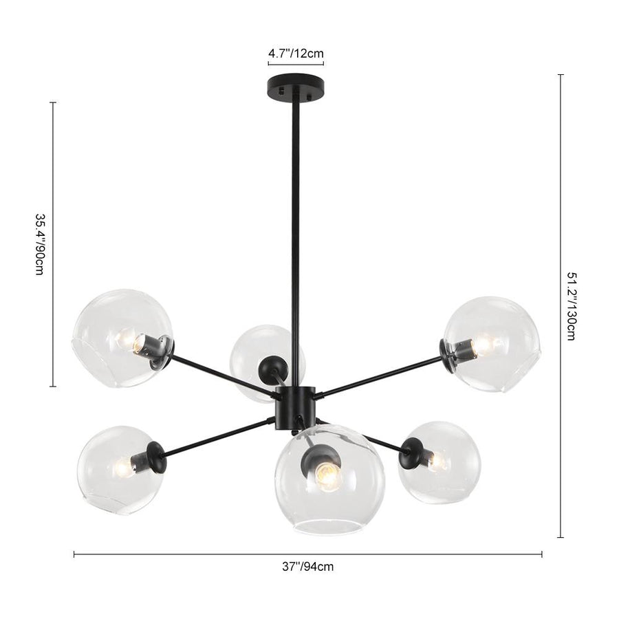 LightFixturesia-Modern 6-light Black Sputnik Chandelier-Chandelier-Default Title-