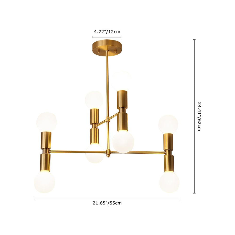 LightFixturesia-Modern 8-light Brass Linear Chandelier-Semi Flush Light-Default Title-