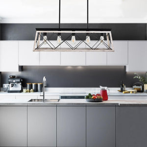 LightFixturesia-Modern Farmhouse 5-light Kitchen Island Linear Pendant-Kitchen Island Pendant-Default Title-