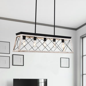 LightFixturesia-Modern Farmhouse 5-light Kitchen Island Linear Pendant-Kitchen Island Pendant-Default Title-