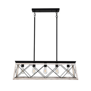 LightFixturesia-Modern Farmhouse 5-light Kitchen Island Linear Pendant-Kitchen Island Pendant-Default Title-