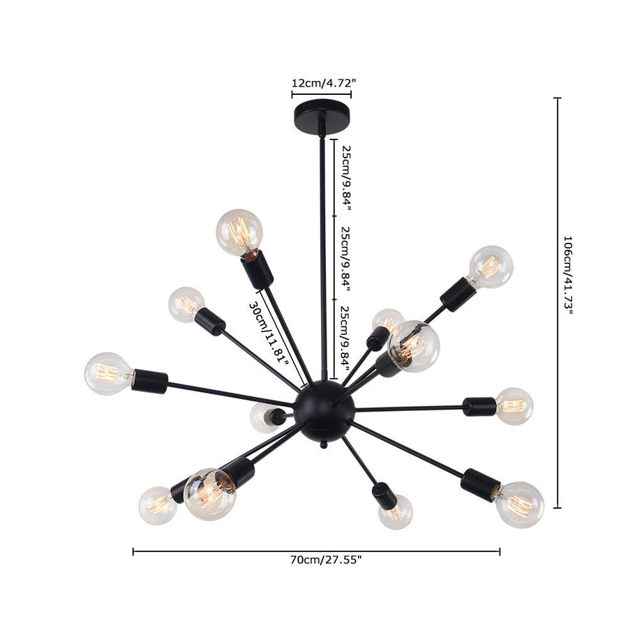 LightFixturesia-Modern Globe Black Sputnik Chandelier-Chandelier-8 Lt-