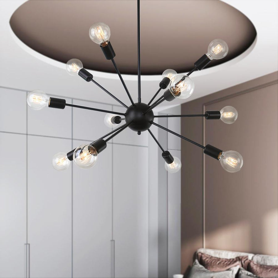 LightFixturesia-Modern Globe Black Sputnik Chandelier-Chandelier-8 Lt-