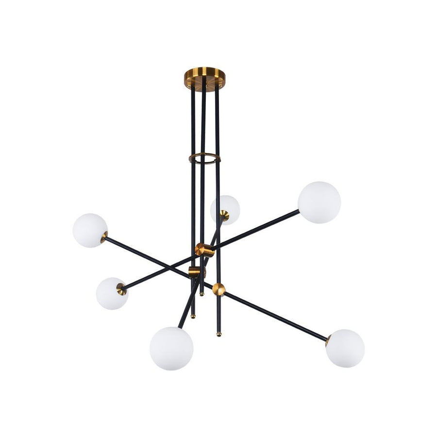 LightFixturesia-Modern Globe Linear Black Sputnik Chandelier-Chandelier-6 Lt-