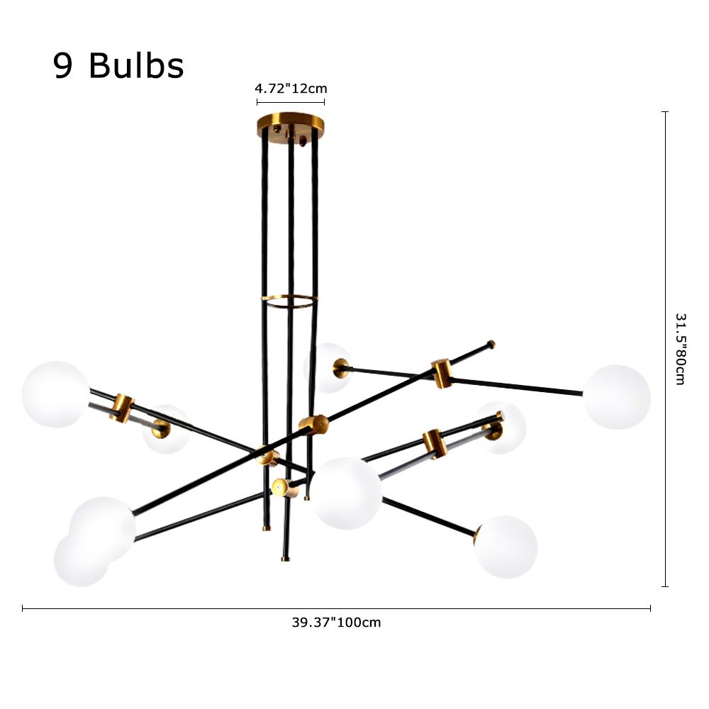 Modern Globe Linear Black Sputnik Chandelier LightFixturesUSA, Black