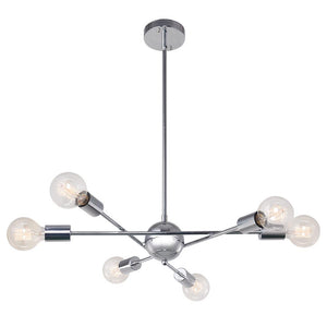 LightFixturesia-Modern Globe Multi-light Linear Sputnik Chandelier-Chandelier-Chrome-6 Lt