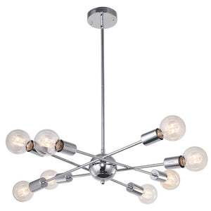LightFixturesia-Modern Globe Multi-light Linear Sputnik Chandelier-Chandelier-Chrome-8 Lt