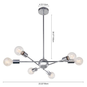 LightFixturesia-Modern Globe Multi-light Linear Sputnik Chandelier-Chandelier-Gold-6 Lt