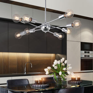 LightFixturesia-Modern Globe Multi-light Linear Sputnik Chandelier-Chandelier-Gold-6 Lt