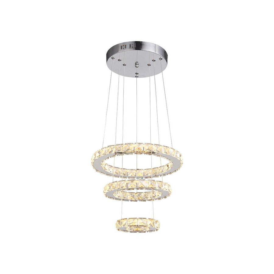 LightFixturesia-Modern LED Round Crystal Chandelier-Chandelier-Warm White-