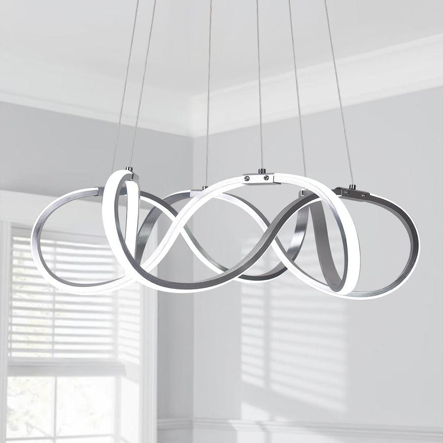 LightFixturesia-Modern LED Twist Ribbon Chandelier-Pendant Light-Gold-