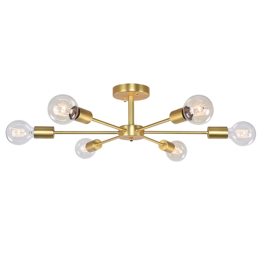 LightFixturesia-Modern Mid-century Semi Flush Sputnik Light-Semi Flush Light-Gold-