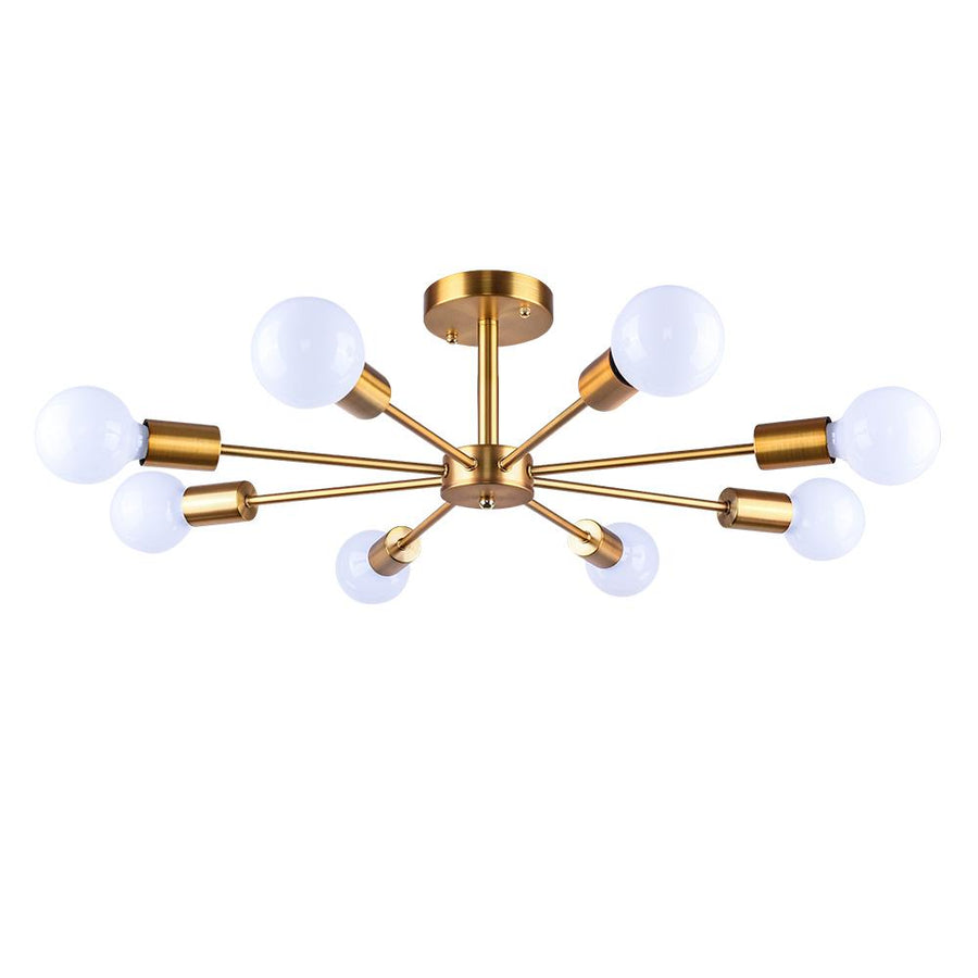 LightFixturesia-Modern Mid-Century Sputnik Chandelier Semi Flush-Chandelier-Brass-