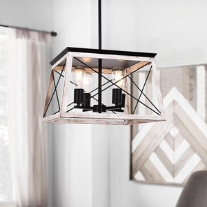 LightFixturesia-Modern Rustic Rectangular Lantern Chandelier-Pendant Light-Default Title-