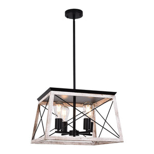 LightFixturesia-Modern Rustic Rectangular Lantern Chandelier-Pendant Light-Default Title-