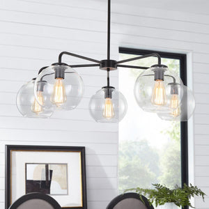 LightFixturesia-Round Globe Sputnik 5-light Chandelier-Chandelier-Brass-