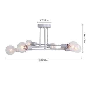 LightFixturesia-Semi Flush 6-light Sputnik Chandelier-Flush Mount Light-Gold-