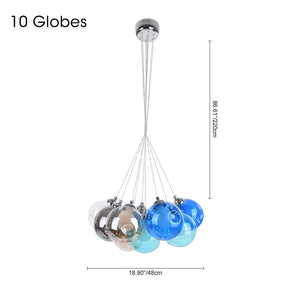 LightFixturesia-Unique Multi-Color Globe Cluster Chandelier-Chandelier-Blue Tune-10 Globes