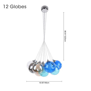 LightFixturesia-Unique Multi-Color Globe Cluster Chandelier-Chandelier-Blue Tune-12 Globes