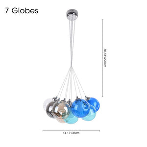 LightFixturesia-Unique Multi-Color Globe Cluster Chandelier-Chandelier-Blue Tune-7 Globes