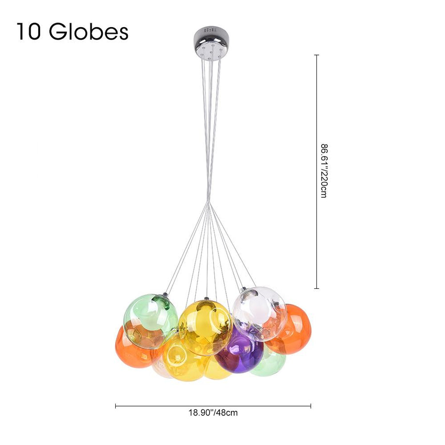 LightFixturesia-Unique Multi-Color Globe Cluster Chandelier-Chandelier-Yellow Tune-10 Globes