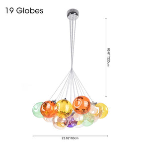 LightFixturesia-Unique Multi-Color Globe Cluster Chandelier-Chandelier-Yellow Tune-19 Globes