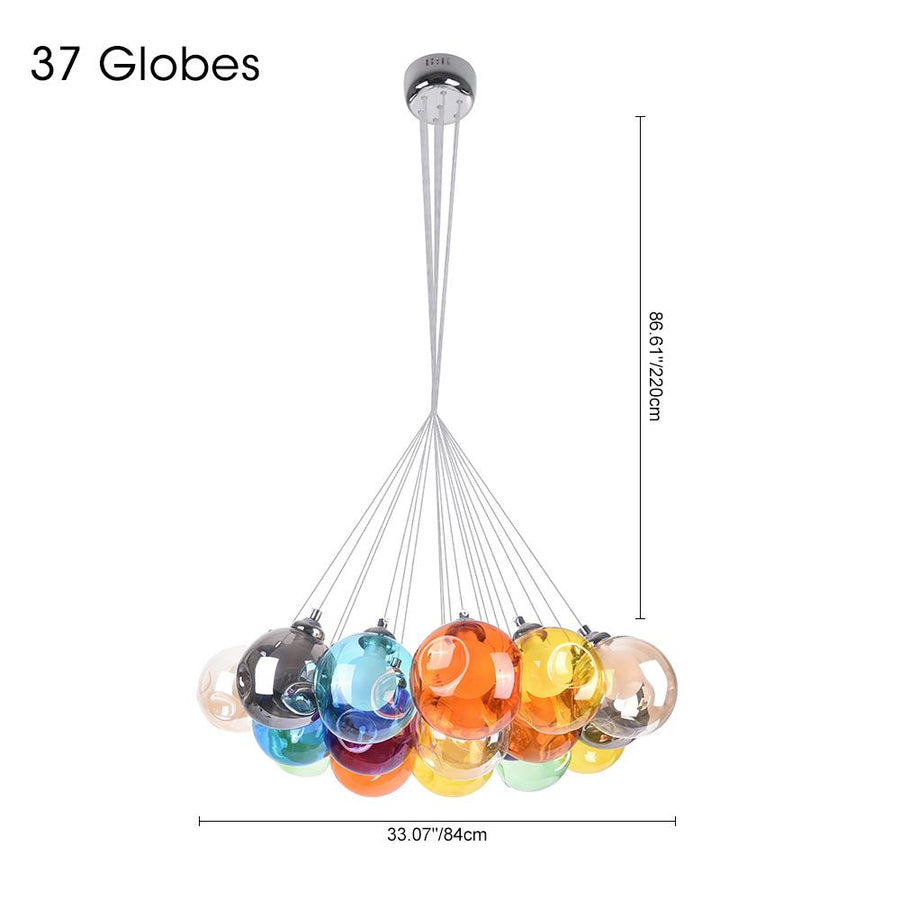 LightFixturesia-Unique Multi-Color Globe Cluster Chandelier-Chandelier-Yellow Tune-37 Globes