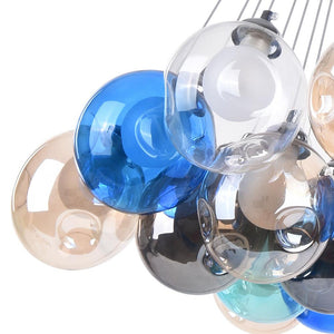 LightFixturesia-Unique Multi-Color Globe Cluster Chandelier-Chandelier-Yellow Tune-7 Globes