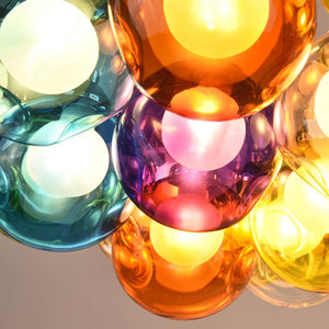 LightFixturesia-Unique Multi-Color Globe Cluster Chandelier-Chandelier-Yellow Tune-7 Globes