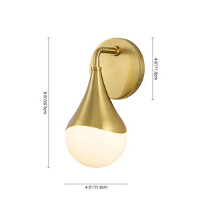 LightFixturesUSA-1-Light Aged Brass Teardrop Frosted Glass Wall Lamp-Wall Sconce-Brass-1-Lt