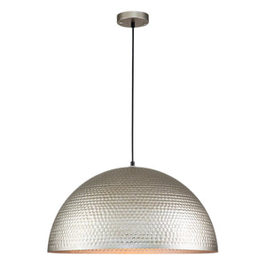 LightFixturesUSA-1-Light Antique Oversized Hammered Dome Pendant Light-Chandelier-Antique Silver-