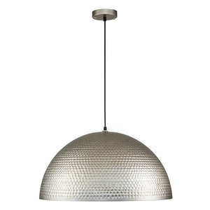 LightFixturesUSA-1-Light Antique Oversized Hammered Dome Pendant Light-Chandelier-Antique Silver-