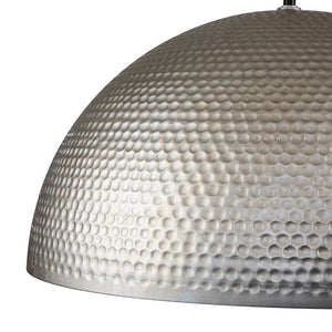LightFixturesUSA-1-Light Antique Oversized Hammered Dome Pendant Light-Chandelier-Antique Silver-
