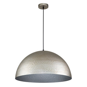 LightFixturesUSA-1-Light Antique Oversized Hammered Dome Pendant Light-Chandelier-Antique Silver-