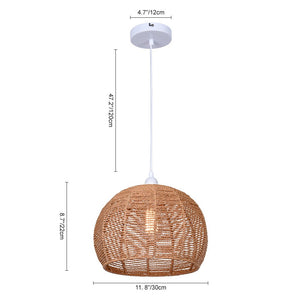 LightFixturesUSA-1-Light Boho Vintage Rope Dome Pendant Light-Pendant Light--