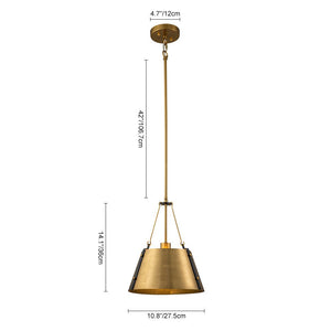 LightFixturesUSA-1-Light Drum Bell Gold Metal Pendant Light-Pendant Light--