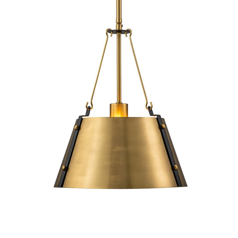 LightFixturesUSA-1-Light Drum Bell Gold Metal Pendant Light-Pendant Light--