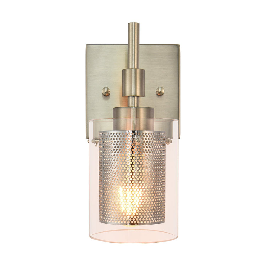 LightFixturesUSA-1-Light Glass Cylinder Wall Sconce-Wall Sconce-Nickel-