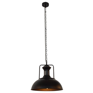 LightFixturesUSA-1-Light Industrial Dome Pendant Light-Pendant Light-Black-