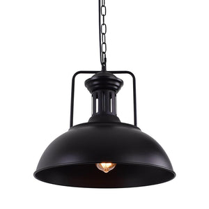 LightFixturesUSA-1-Light Industrial Dome Pendant Light-Pendant Light-Black-