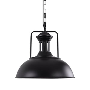 LightFixturesUSA-1-Light Industrial Dome Pendant Light-Pendant Light-Black-